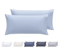 Todocama Set di 2 federe per cuscini, in microfibra extra morbida, ipoallergenica. Set di 2-80 x 40 cm blu chiaro