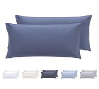 Todocama Set di 2 federe per cuscini, in microfibra extra morbida, ipoallergenica. Set di 2-80x40 cm Blu grigiastro