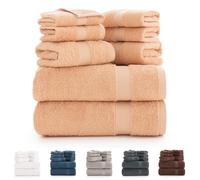 Todocama - Set di 8 asciugamani da bagno 100% cotone (550 gsm) extra morbidi, ad alta assorbimento e asciugatura rapida, 2 asciugamani da bagno, 2 mani e 4 facciali (beige)