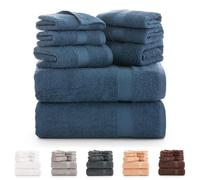 Todocama - Set di 8 asciugamani da bagno 100% cotone (550 gsm) extra morbidi, ad alto assorbimento e asciugatura rapida, 2 asciugamani da bagno, 2 mani e 4 facciali (blu marino)