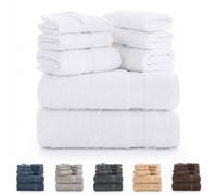 Todocama - Set di 8 asciugamani da bagno 100% cotone (550 gsm) extra morbidi, ad alto assorbimento e asciugatura rapida, 2 asciugamani da bagno, 2 mani e 4 facciali (bianchi)
