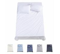 Todocama Set di lenzuola da 4 pezzi - 3001 - Lenzuolo con angoli - Sopra - Due federe da 50 x 80 cm, (letto 90 x 190/200 cm, bianco)