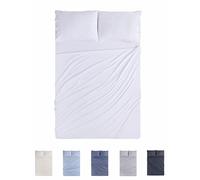 Todocama Set di lenzuola da 4 pezzi - 4002 - Lenzuolo con angoli - Sopra - Due federe da 50 x 80 cm (letto 135 x 190/200 cm, bianco)