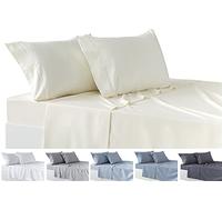Todocama Set di lenzuola da 4 pezzi, lenzuolo con angoli elasticizzati - sopra - due federe da 50 x 80 cm. (Letto 135-135x190/200 cm, Beige)