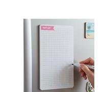 TODOKRAFT Lavagna magnetica per frigorifero, formato A5, bianco, plastica, 25 x 25 cm, lista della spesa, pianificatore settimanale, orizzontale (griglia)
