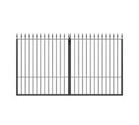 TODOME Cancello battente in ferro forgiato modello 01 nero 337x180 ( L x H) Portale con set di accessori inclusi Cancello auto
