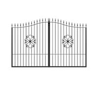TODOME Cancello battente in ferro forgiato modello 05 nero 337x180 ( L x H) Portale con set di accessori inclusi Cancello auto
