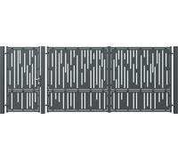 TODOME Portale in metallo moderno nero 428 x 180 cm con pannello decorativo in lamiera 3 mm, set di accessori inclusi, per pedoni e auto