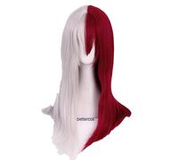 Todoroki So Cosplay Wigs Long Red and White Heat Resistant Synthetic Hair Wig + Wig Cap