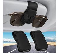 Todoxi Porta Occhiali Auto, 2 Pezzi Supporto per Occhiali Sole da Auto Universale Magnetici Pelle portaocchiali da Auto (Nero)
