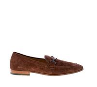 TOD'S Uomo Mocassino in camoscio Testa di Moro con Morsetto Doppia T. Suola Cuoio Color Marrone Size 40 EU (UK 6)