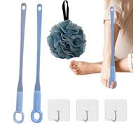 Toe Cleaning Brush - Shower Foot Scrubber, Pedicure Brush for Between Toes | Silicone Foot Scrubber In Shower With Long Handle, Toe Separator Cleaning Tool, Soft Bristle Toe Brush, Foot Hygiene Scrubb