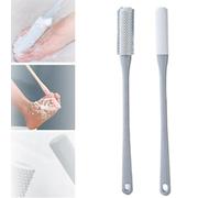 Toe Gap Cleaning Brush, 15.7" Long Handled Silicone Toe Crevice Cleaning Brush & Exfoliating Brush, Foot Scrubber in Shower, Foot Brush for Shower, Soft Skin Exfoliation for Foot Seniors (Grey)