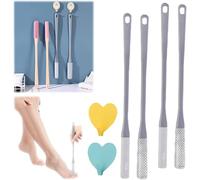 Toe Gap Cleaning Brush,Foot Scrubber in Shower,15.7" Foot Scrubber in Shower with Long Handle Silicone Foot Brush, Soft Skin Exfoliation Lotion Applicator (4 pcs-Gray)