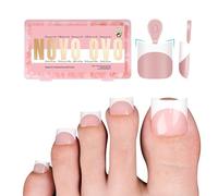 Toe Nail Tips White French Tip Press on with Moon Curve, Baby Pink Unghie spesse, set di gel morbido per unghie finte, non richiede colla inclusa, 15 misure, 240 pezzi
