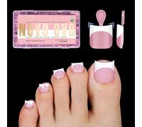 Toe Nail Tips White French Tip Press on with Moon Curve, Berry Pink Unghie spesse, set di gel morbido per unghie finte, non richiede colla inclusa, 15 misure, 240 pezzi
