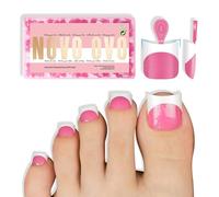 Toe Nail Tips White French Tip Press on with Moon Curve, rosa rosa rosa spessa, set di gel morbido per unghie artificiali, top coat in gel, non contiene colla, 15 misure, 240 pezzi
