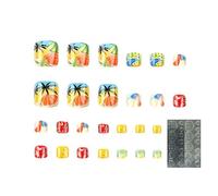 Toe Press-On Nails, Summer Toenail Set, 5.43x2.64x0.47 Inches Nail Design Stickers Decals, Easy Application Design, Stylish Waterproof Finish, for Adults, Beach Days, Pedicures