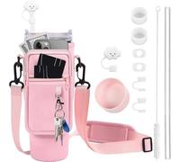 TOEECY 12 Pezzi Set Accessori Bottiglia Termica Cannuccia Riutilizzabile Custodia Portatile Tracolla Regolabile Borsa Isolante