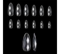 TOEECY 12 Pezzi Unghie Finte Trasparenti Effetto Diamante Mandorla Stiletto Nail Tips Cristallo Manicure Professionale