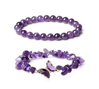 TOEECY 2 Pezzi Bracciale Lapislazzuli Naturale Farfalla Cristallo Gioielli Donna Pietra Preziosa Elegante Accessorio Mano