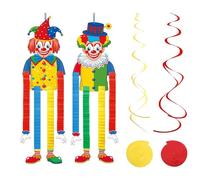 TOEECY 2 Pezzi Decorazioni Pagliaccio Estensibili Spirali Appese Colorate Addobbi Circo Festoni Carnevale Striscioni Allungabili