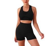 TOEECY 2 Pezzi Set da Abbigliamento Sportivo da Palestra Vita Alta e Reggiseno Sportivo e Top Sportivo Yoga Gym Leggings da Yoga Canotta Imbottita Tuta da Yoga (L/XL)