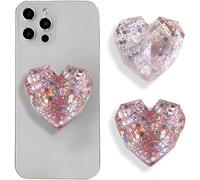 TOEECY 2 Pezzi Supporto Cuore Diamante Glitter Impugnatura Telefono Adesiva Presa Smartphone Espansione Cellulare Brillantini Trasparente