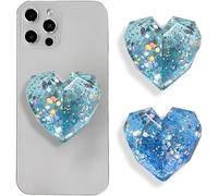TOEECY 2 Pezzi Supporto Cuore Diamante Glitter Impugnatura Telefono Adesiva Presa Smartphone Espansione Cellulare Brillantini Trasparente