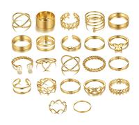 TOEECY 22 Pezzi Set Anelli Donna Farfalla Fiore Cuore Foglia Geometrici Intrecciati Cristallo Eleganti Minimalisti Impilabili Regolabili
