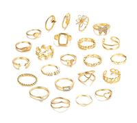 TOEECY 22 Pezzi Set Anelli Donna Farfalla Fiore Cuore Foglia Geometrici Intrecciati Cristallo Eleganti Minimalisti Impilabili Regolabili