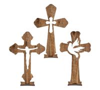 TOEECY 3 pcs Crocifisso Ornamentale Legno Artigianato Creativo Decorazione d'Arte Religiosa Rustico ed Elegante Adatto Alla Chiesa di Casa Soggiorno Camera da Letto