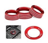 TOEECY 3 Pezzi Anelli Decorativi Manopole Climatizzatore Audio Alluminio Striati Circolari Dodge Accessori Interni