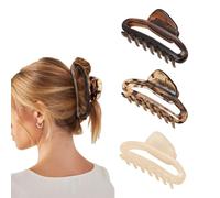 TOEECY 3 Pezzi Mollettone Capelli Donna Grandi Antiscivolo Resistenti Pinza Capelli Leopardate con Artigli Spessi Lunghi Ricci Clip Artiglio Accessori Dalla Presa Forte Pinza per Donne Ragazze
