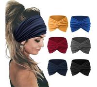 TOEECY 6 Pezzi Fasce Capelli Donna Turbante Elastico Nodo Frontale Accessori Capelli Multicolore Cotone Morbido Bandana Larga