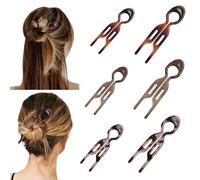 TOEECY 6 Pezzi Forcina a Forma di U Perni Francesi con Forchetta per Capelli Forchetta per Chignon Classiche per Donne E Ragazze Accessori per Acconciature