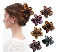TOEECY 6 Pezzi Mollettone Fiore Capelli per Donna Leopardato Pinze Capelli Hawaiano Fermaglio Capelli Fiori Antiscivolo Fermagli a Pinza Fissaggio Sottili Spessi Pinze Accessori per Donne Ragazze