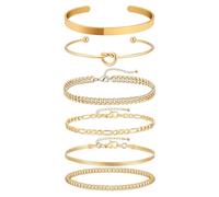 TOEECY 6 Pezzi Set Bracciali Donna Nodo Catena Rigido Minimalist Elegante Stile Boho chic Accessori moda Gioielli