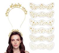 TOEECY 7 Pezzi Set Cerchietto Stella Brillante Adesivi Lentiggini Temporanei Decorativi Accessori Capelli Eleganti Cerimonia