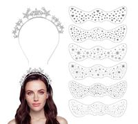 TOEECY 7 Pezzi Set Cerchietto Stella Brillante Adesivi Lentiggini Temporanei Decorativi Accessori Capelli Eleganti Cerimonia
