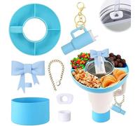 TOEECY 7 Pezzi Stanley Cup Accessori con Coperchio a Cannuccia con Fiocco Ciondolo e Vassoio per Snack Decorazione Personalizzata Della Tazza per Stanley Cup da 1200ml e 850 ml