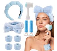TOEECY 8 Pezzi Set Fascia Capelli Spa Morbida Vellutata Cerchietto Fiocco Elastico Trattamento Viso Trucco Cosmetico Lavabile
