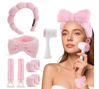 TOEECY 8 Pezzi Set Fascia Capelli Spa Morbida Vellutata Cerchietto Fiocco Elastico Trattamento Viso Trucco Cosmetico Lavabile