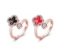 TOEECY Anello Trifoglio Aperto Regolabile Brillante Cristallo Zirconia Cubica Gioiello Donna Elegante