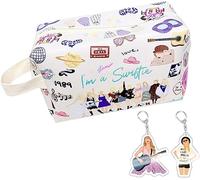 Toeecy Beauty Case Da Viaggio Rettangolare Con Stampa Colorata 2 Portachiavi Borsa Per Cosmetici Organizer Per Trucco Borsa Da Toilette Accessori Da Viaggio Beauty Case Capiente E Resistente(A)