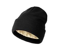 TOEECY Berretto Invernale da Donna Caldo Cappello Beanie Morbida Comoda Berretti in Maglia con Raso Fodera Interna per Proteggere l'Acconciatura Slouchy Moda Stretch Fitted Cappellino Unisex (Nero)
