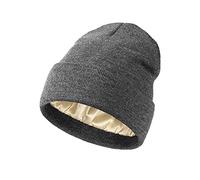 TOEECY Berretto Invernale da Donna Caldo Cappello Beanie Morbida Comoda Berretti in Maglia con Raso Fodera Interna per Proteggere l'Acconciatura Slouchy Moda Stretch Fitted Cappellino Unisex (Grigio)