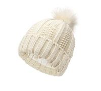 TOEECY Berretto Invernale da Donna Cappello Beanie Caldo con Pom Pom Pelliccia Faux Morbido Berretti in Maglia in Raso Foderato Cappellino Slouchy ed Moda per Proteggere l'Acconciatura (Beige)