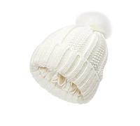 TOEECY Berretto Invernale da Donna Cappello Beanie Caldo con Pom Pom Pelliccia Faux Morbido Berretti in Maglia in Raso Foderato Cappellino Slouchy ed Moda per Proteggere l'Acconciatura (Bianco)