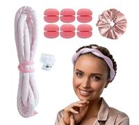 TOEECY Bigodino Lungo Per Boccoli Con Fasce E Palline Capelli Ricci Heatless Hair Curler Bigodini Morbidi Dormire Donna Senza Calore Fascia Capelli Per Lavoro Riposo Notte(Rosa)